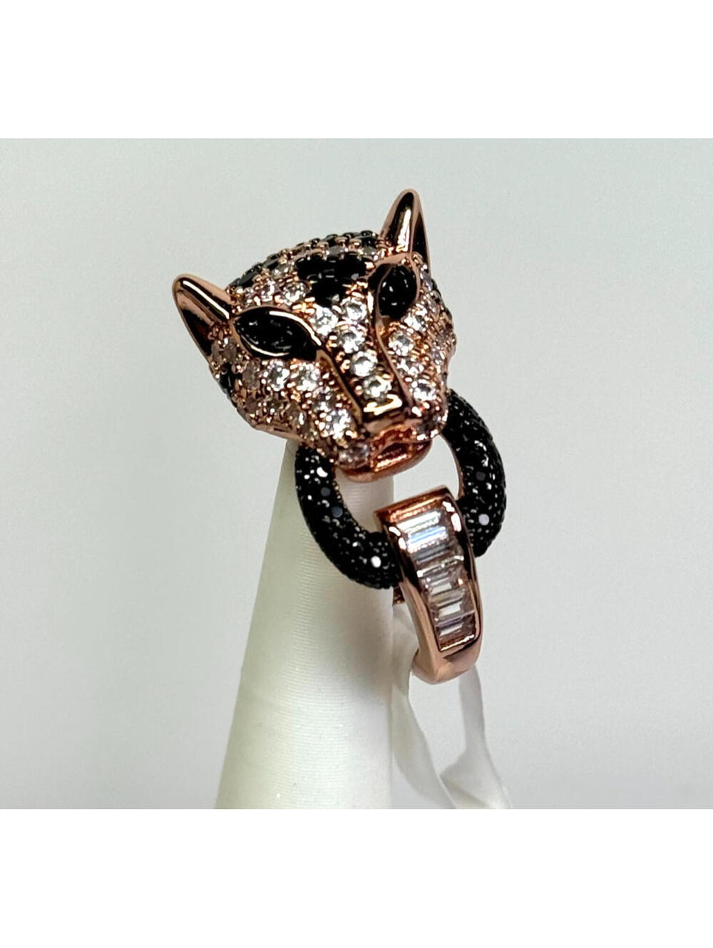 Bomb Party UNTAMED JAG Ring “Silence Has Teeth” Black Onyx CZ Rose Gold Sz 9